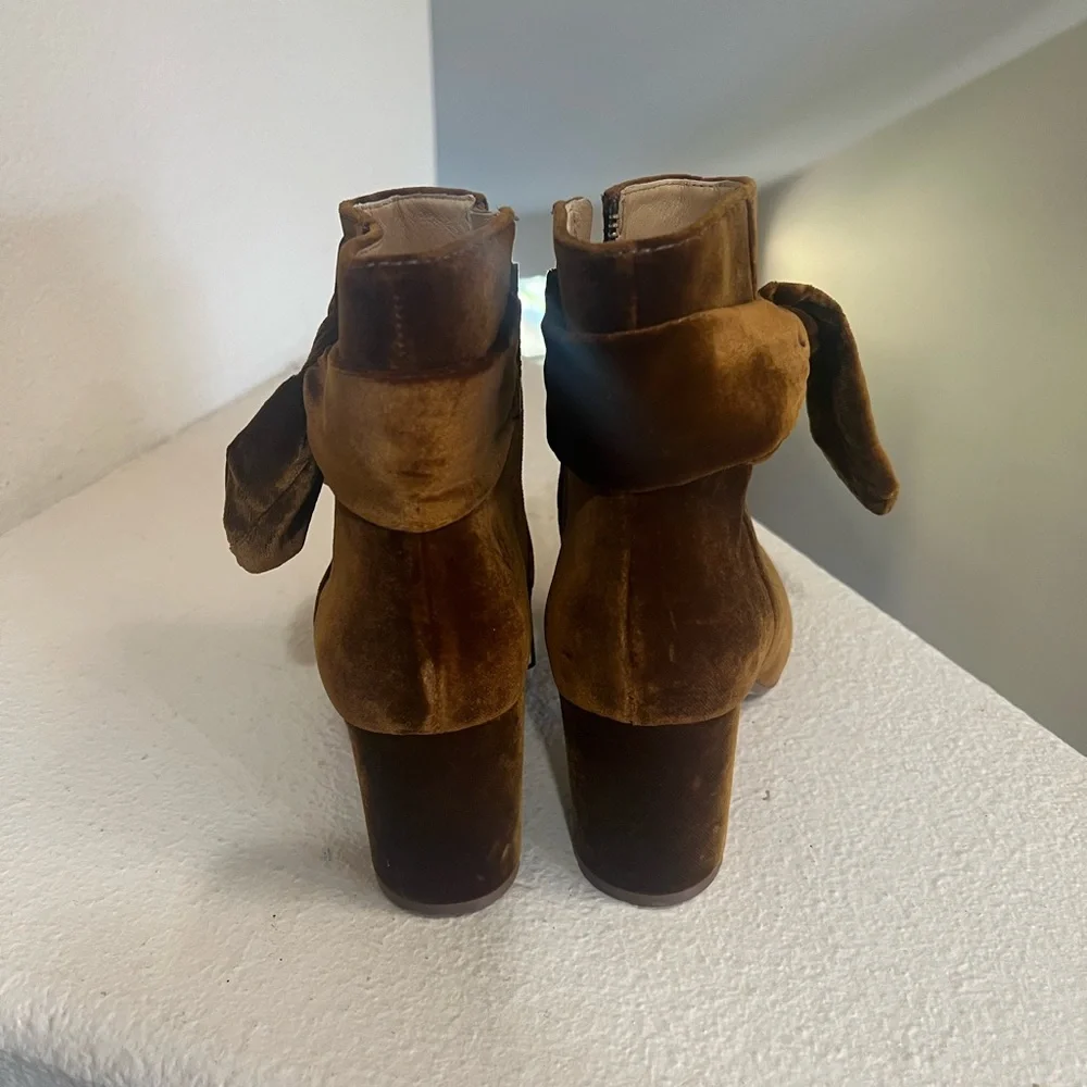 MADEWELL The Esme Brown Velvet‎ Knot Tie Boots -8